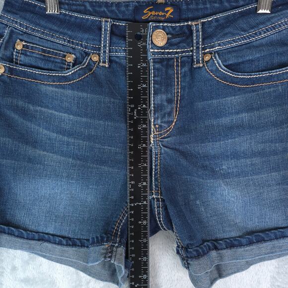 Seven7 Shorts Womens 6 (30x4.5) Denim Jean Mid Rise Rolled Cuff Stretch - Picture 5 of 8